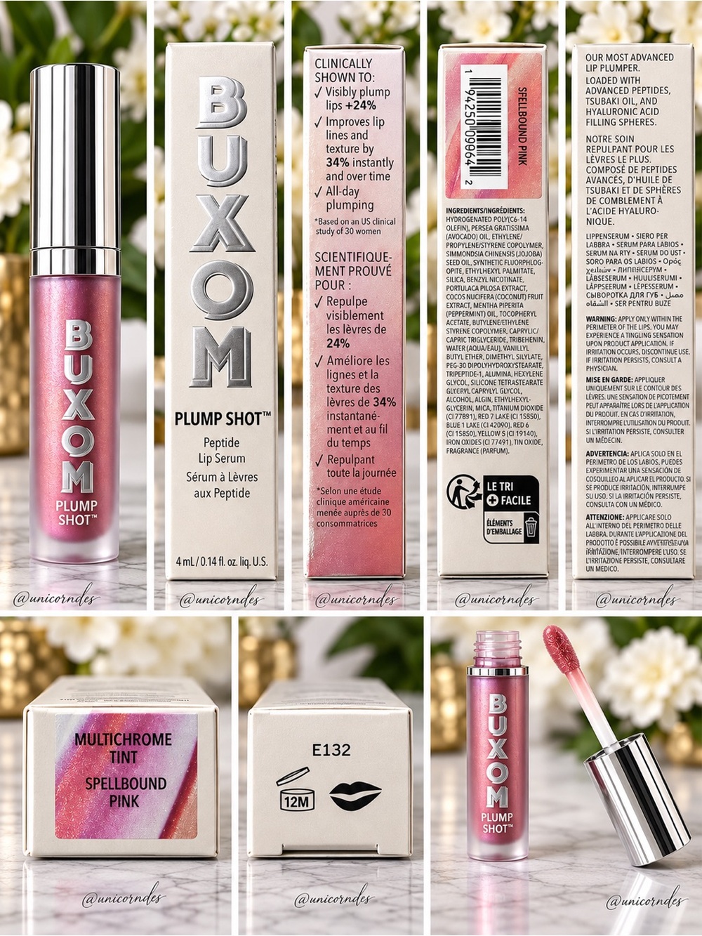 BUXOM Plump Shot Peptide Lip Serum – Spellbound Pink Multichrome Tint - Picture 2 of 2